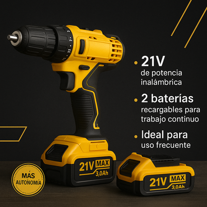 SET DE TALADRO 2 BATERIAS 21 V 26 PZ AMARILLO HASS/ AM