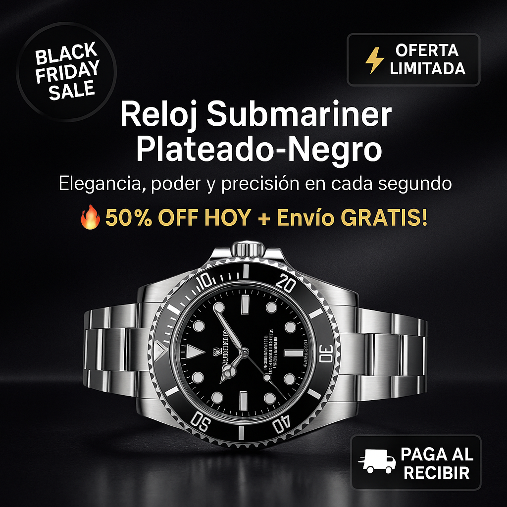 RELOJ SUBMARINER PLATEADO-NEGR0