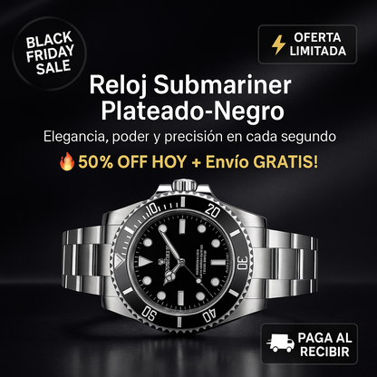 RELOJ SUBMARINER PLATEADO-NEGR0
