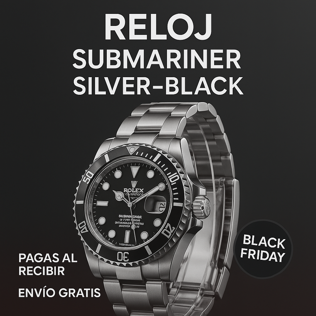 RELOJ SUBMARINER PLATEADO-NEGR0
