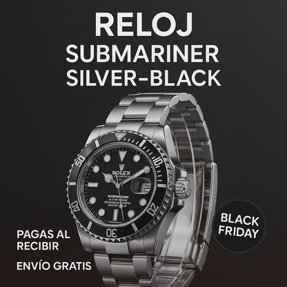 RELOJ SUBMARINER PLATEADO-NEGR0