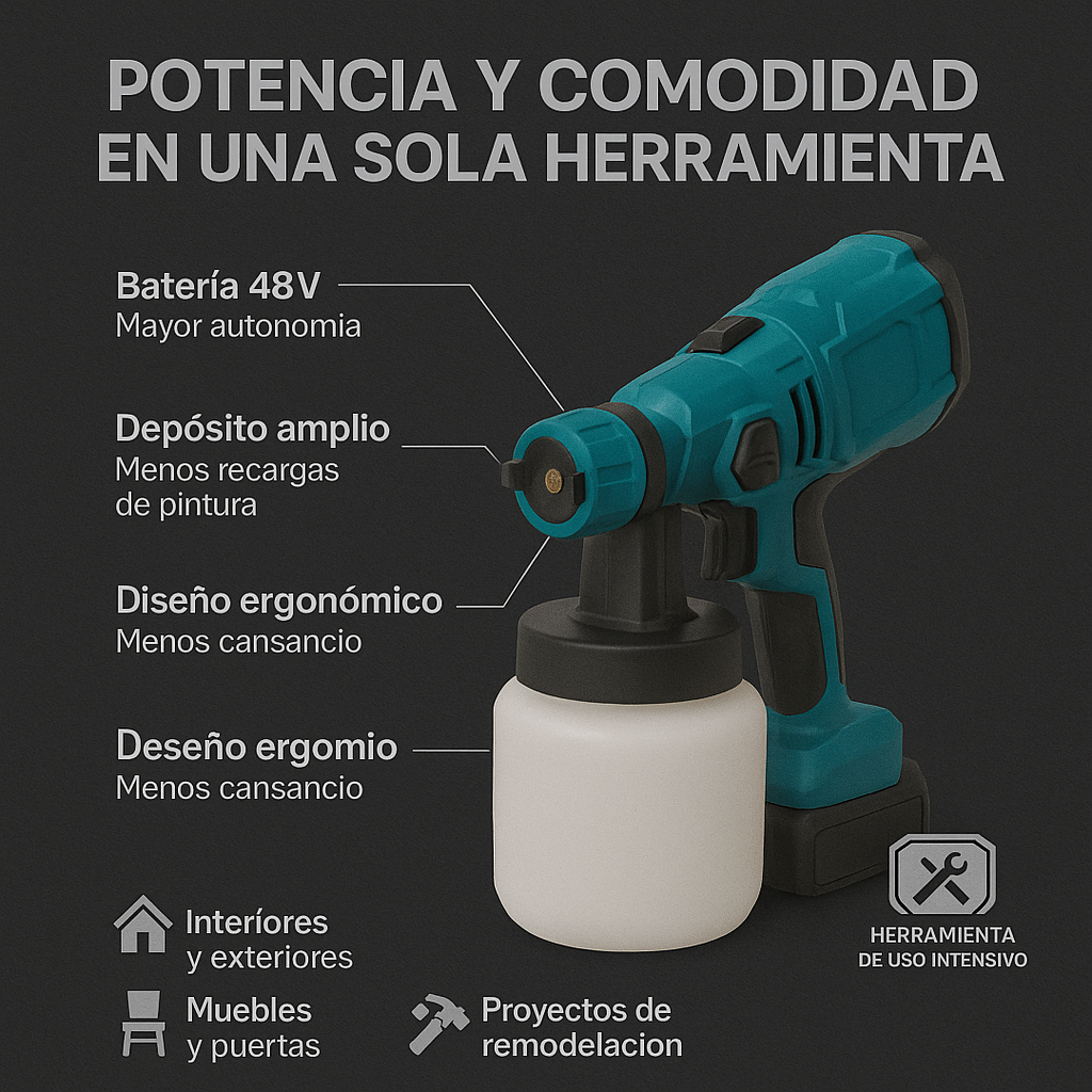 PISTOLA DE PINTURA CORDLESS 2 BATERIAS 48V AM-411